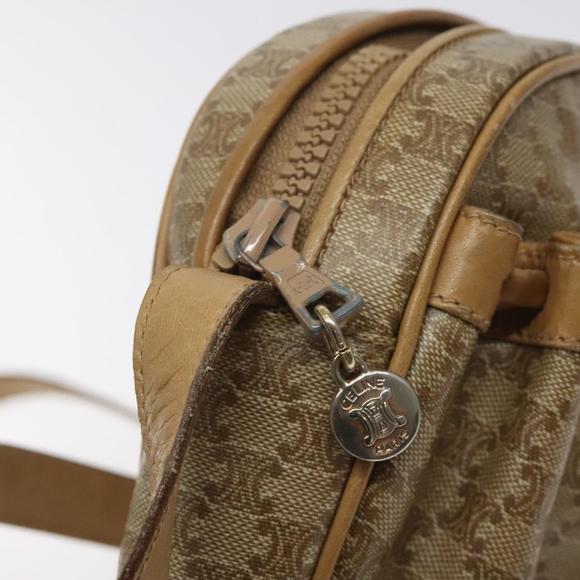 CELINE Macadam Canvas Shoulder Bag PVC Beige Gold Auth...
